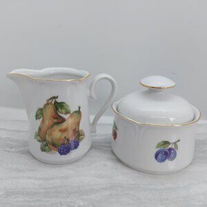Vintage Cream And Sugar Set Fruit Design  - Jlmenau Graf Von Henneberg